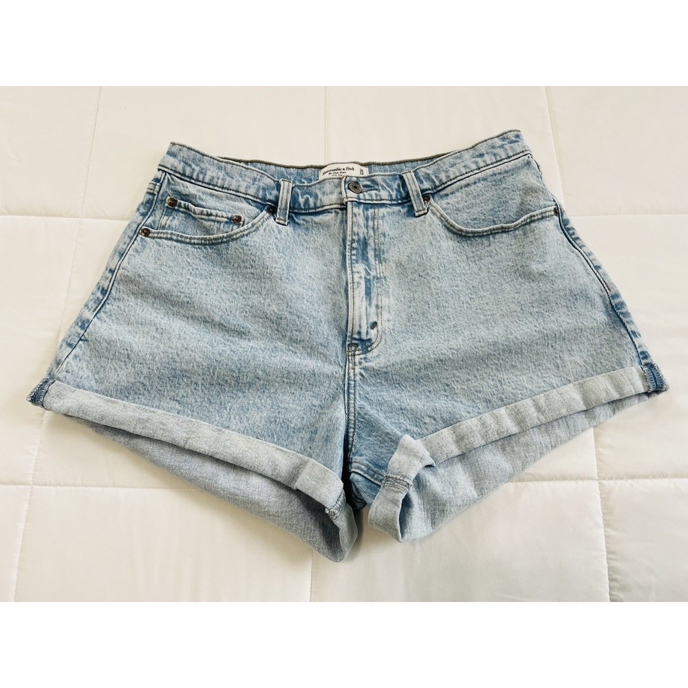 Abercrombie‎ & Fitch The Mom Denim Shorts High Rise  Stretch Pockets Size 32/14